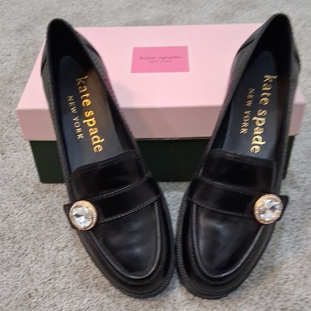 Kate Spade Black Flats with Metallic Detail